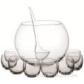 glass Punch Bowl Set with scooped ladle